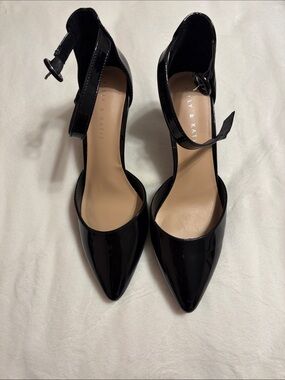 Kelly & Katie Black Patent Pointed Toe Ankle-Strap Heels—Riani